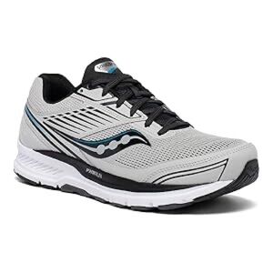 Saucony Gray Running Shoe with Black and Teal Accents